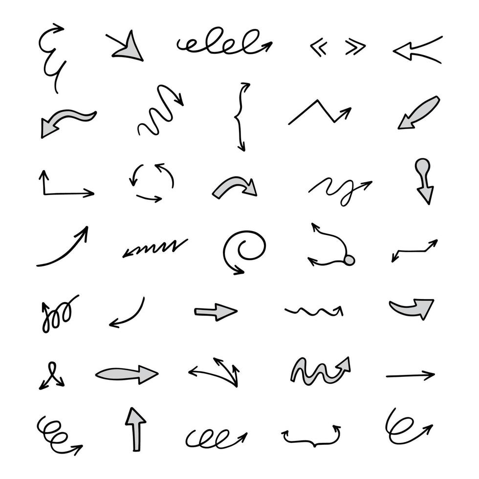 Vector set of hand drawn arrows, elements for presentation