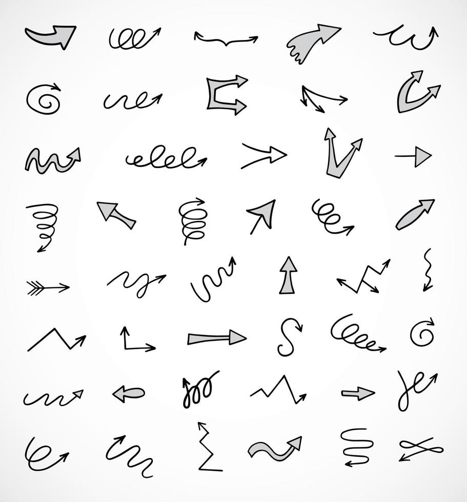 Vector set of hand drawn arrows, elements for presentation