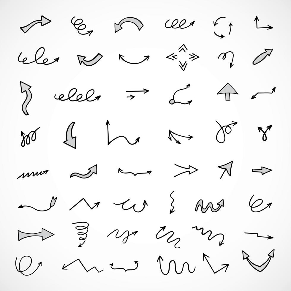 Vector set of hand drawn arrows, elements for presentation