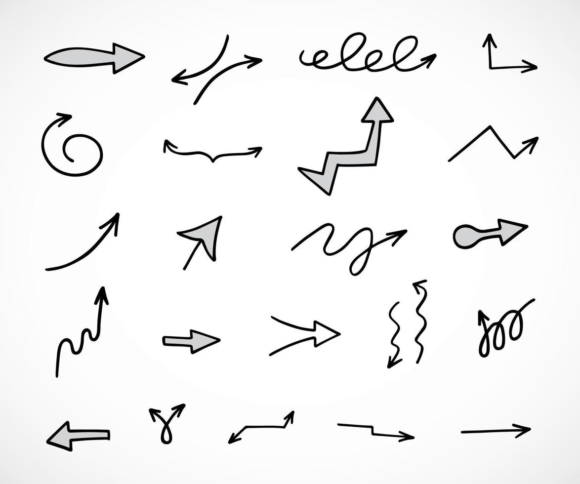 Vector set of hand drawn arrows, elements for presentation