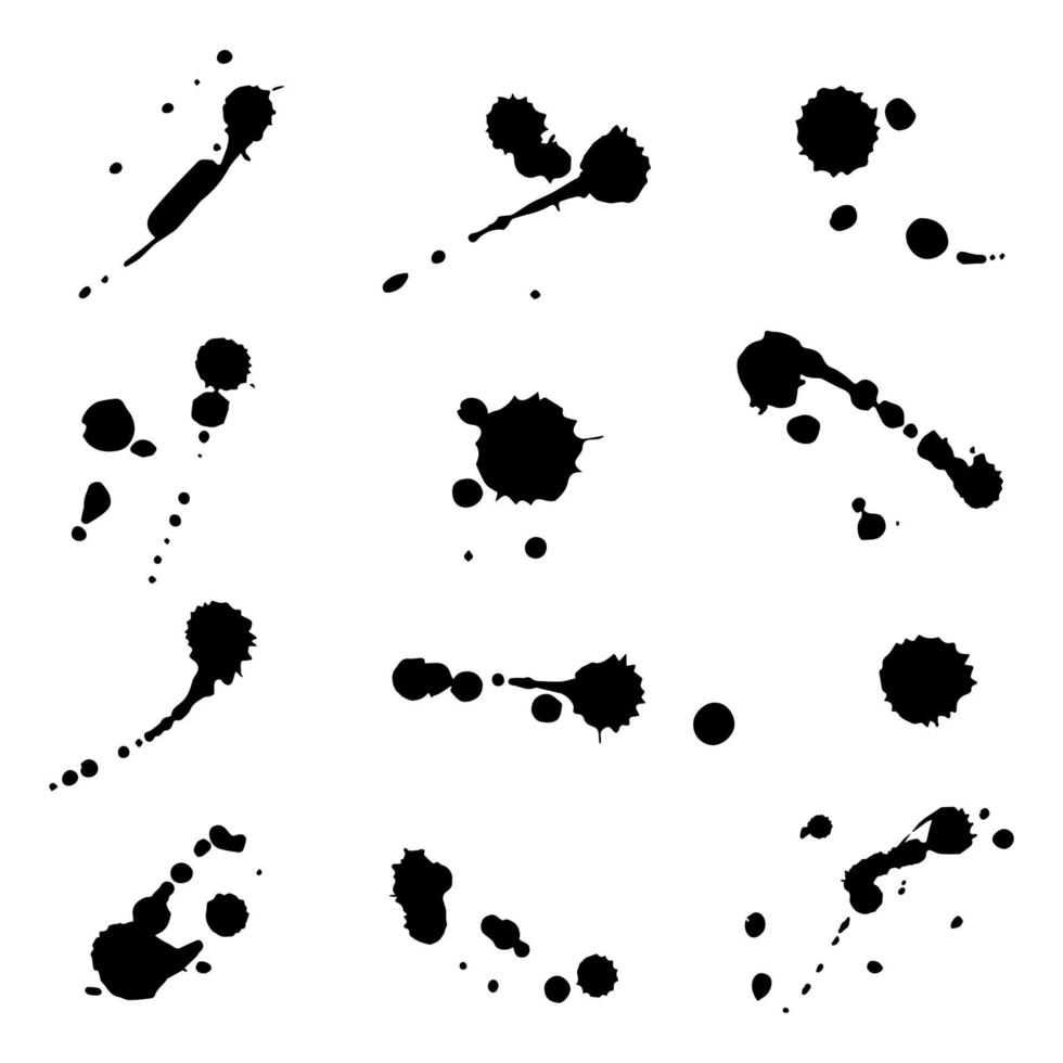 Set of Vector ink blots. Grunge design element