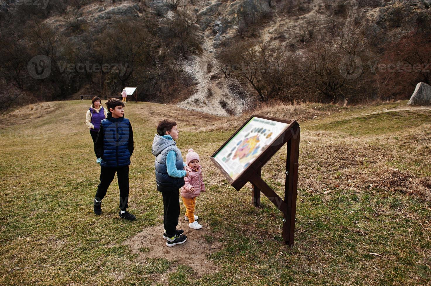 Family at Turold science trail, Mikulov, Czech Republic. photo