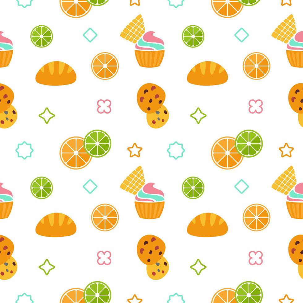 Abstract background from food icons, pattern, geometric seamless texture vector