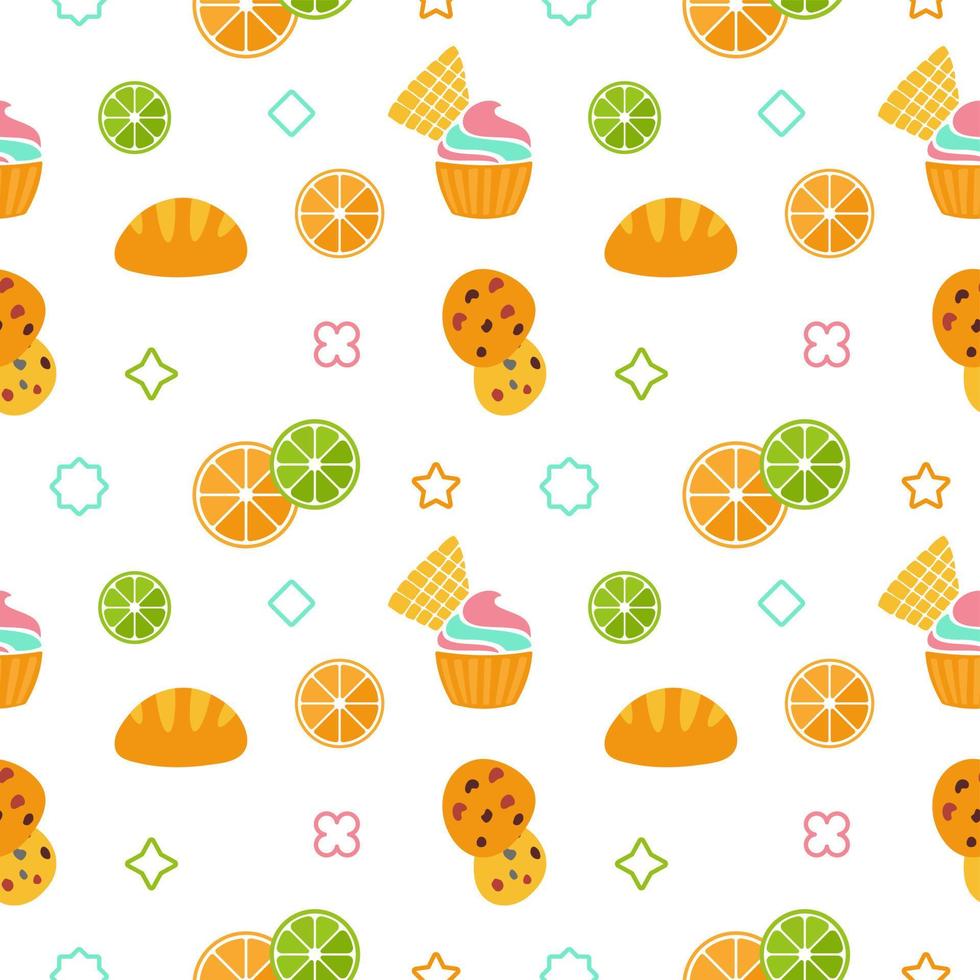 Abstract background from food icons, pattern, geometric seamless texture vector