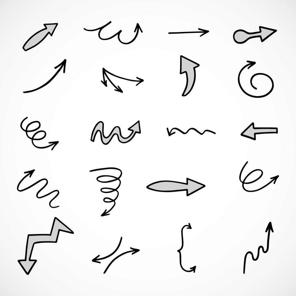 Vector set of hand drawn arrows, elements for presentation