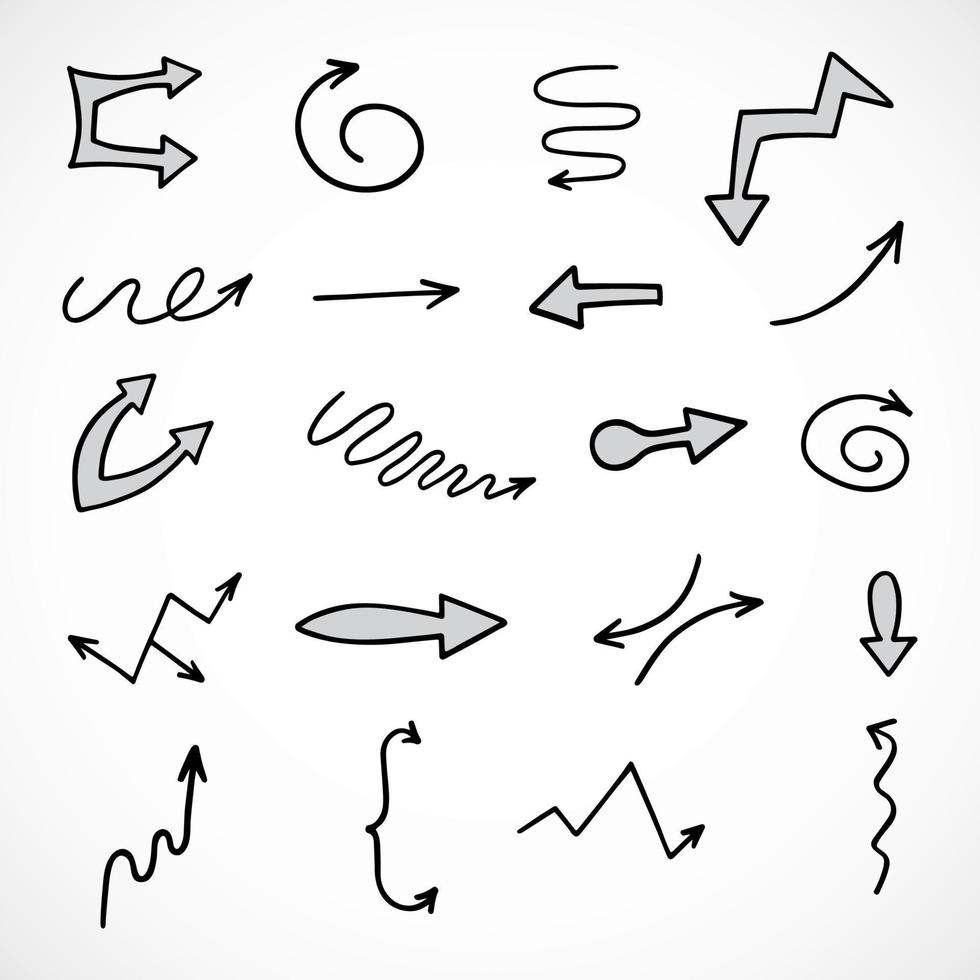 Vector set of hand drawn arrows, elements for presentation