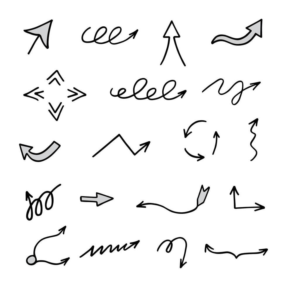 Vector set of hand drawn arrows, elements for presentation
