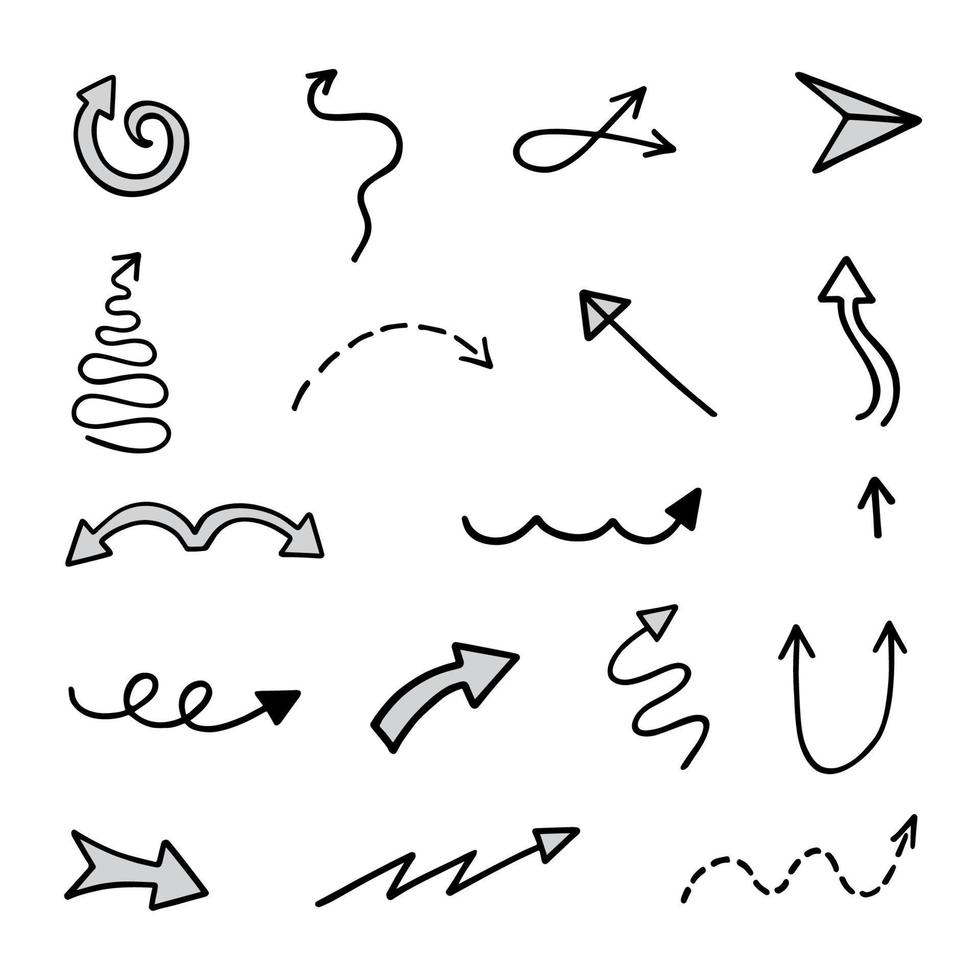 Vector set of hand drawn arrows, elements for presentation