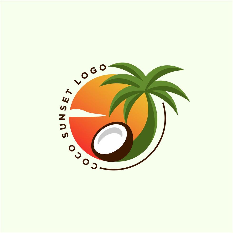 Modern tropical coconut island logo design illustration vector