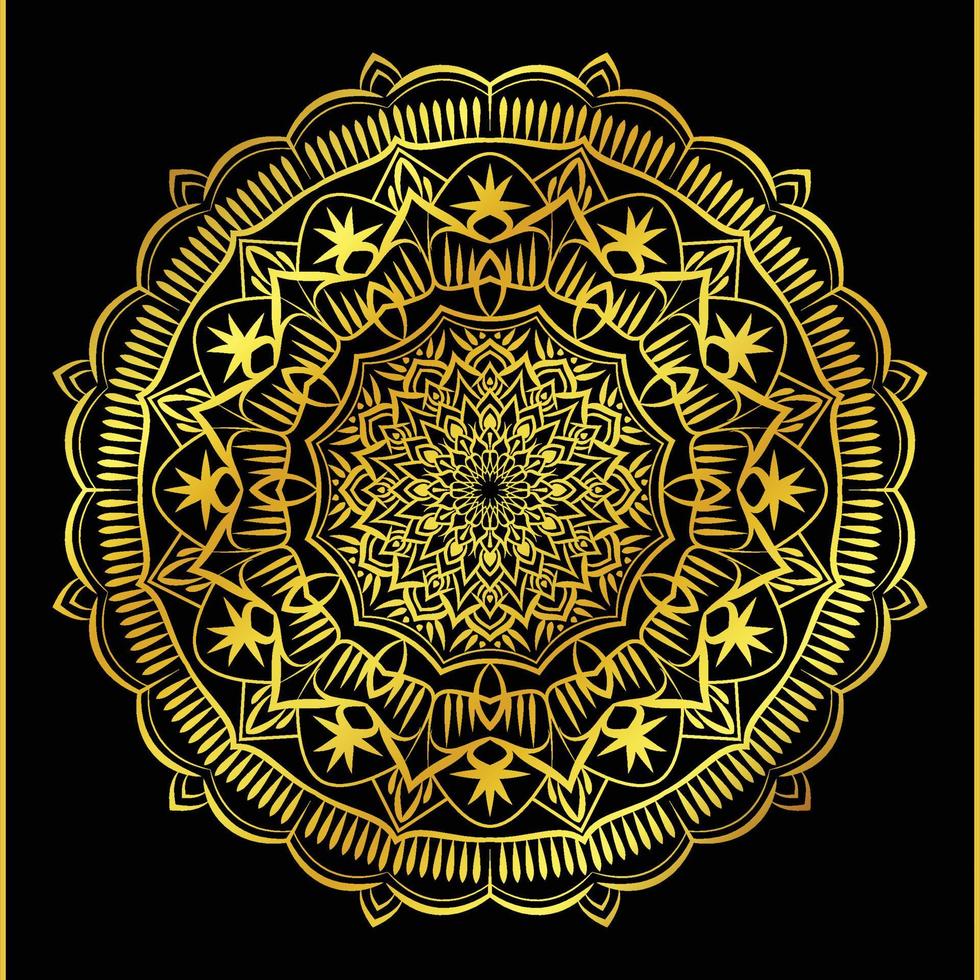 diseño de mandala fondo ornamental de lujo en color dorado vector