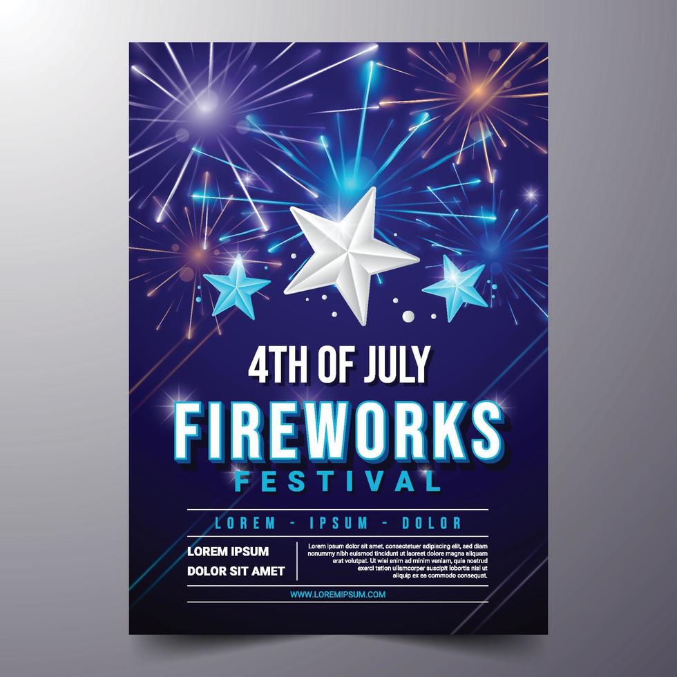 4th of July Fireworks Festival Poster vector