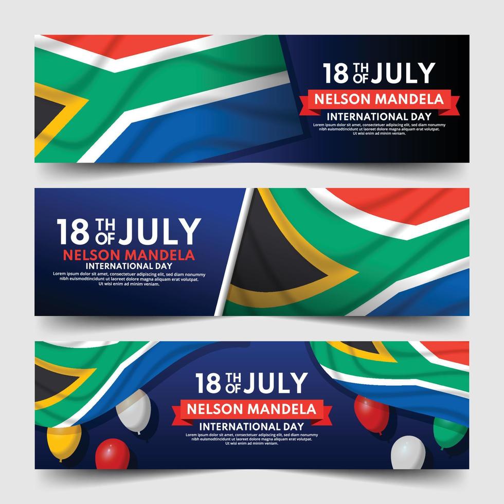 Nelson Mandela Day Banner Collection vector