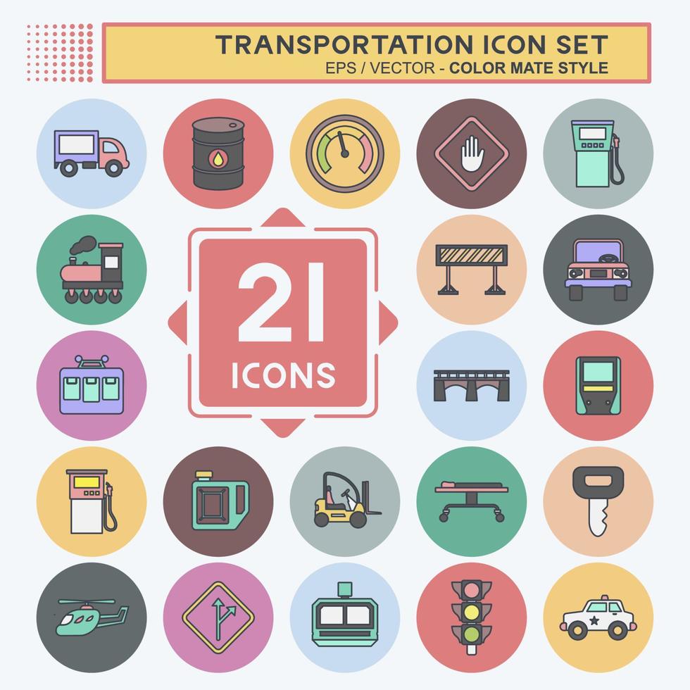 conjunto de iconos de transporte. adecuado para el símbolo de la educación. estilo compañero de color. diseño simple editable. vector de plantilla de diseño. ilustración sencilla