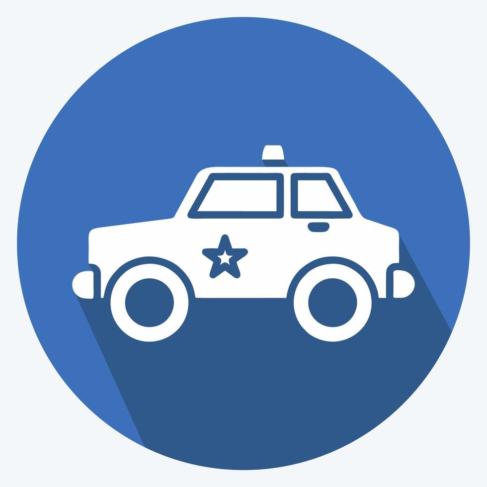 Icon Police Car. suitable for education symbol. long shadow style. simple design editable. design template vector. simple illustration vector