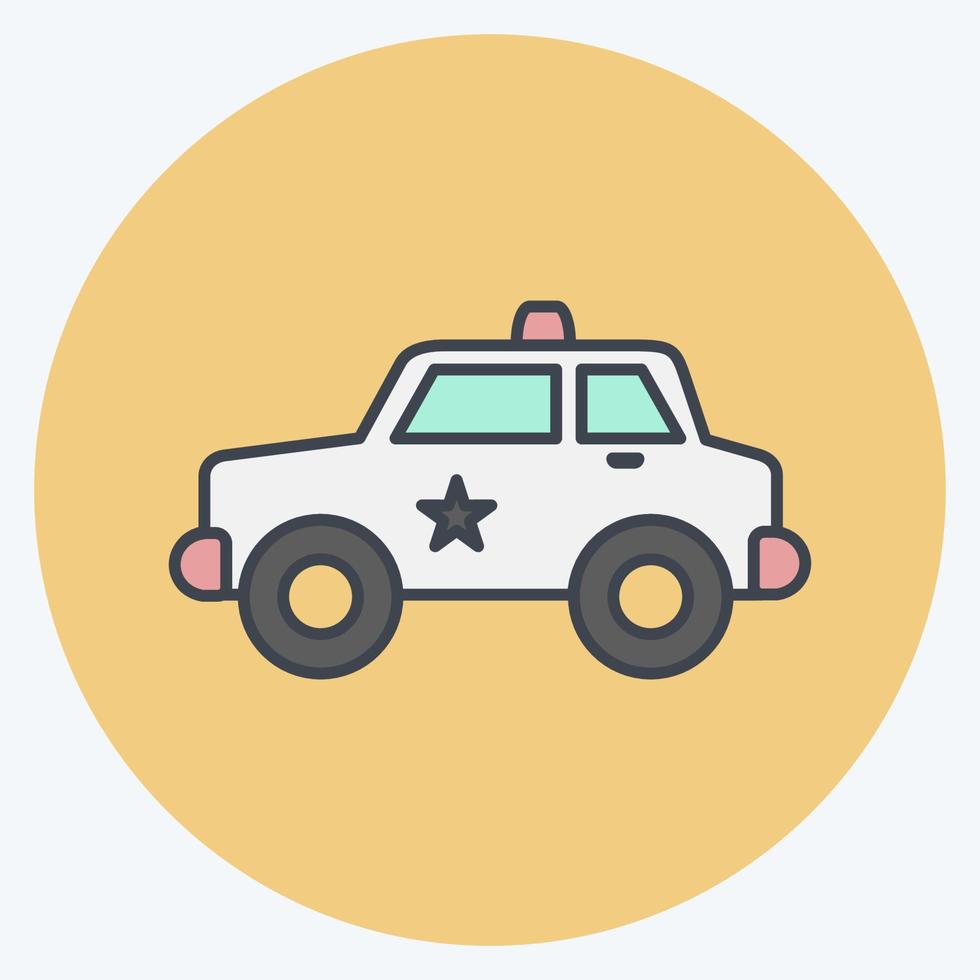 icono de coche de policía. adecuado para el símbolo de la educación. estilo compañero de color. diseño simple editable. vector de plantilla de diseño. ilustración sencilla