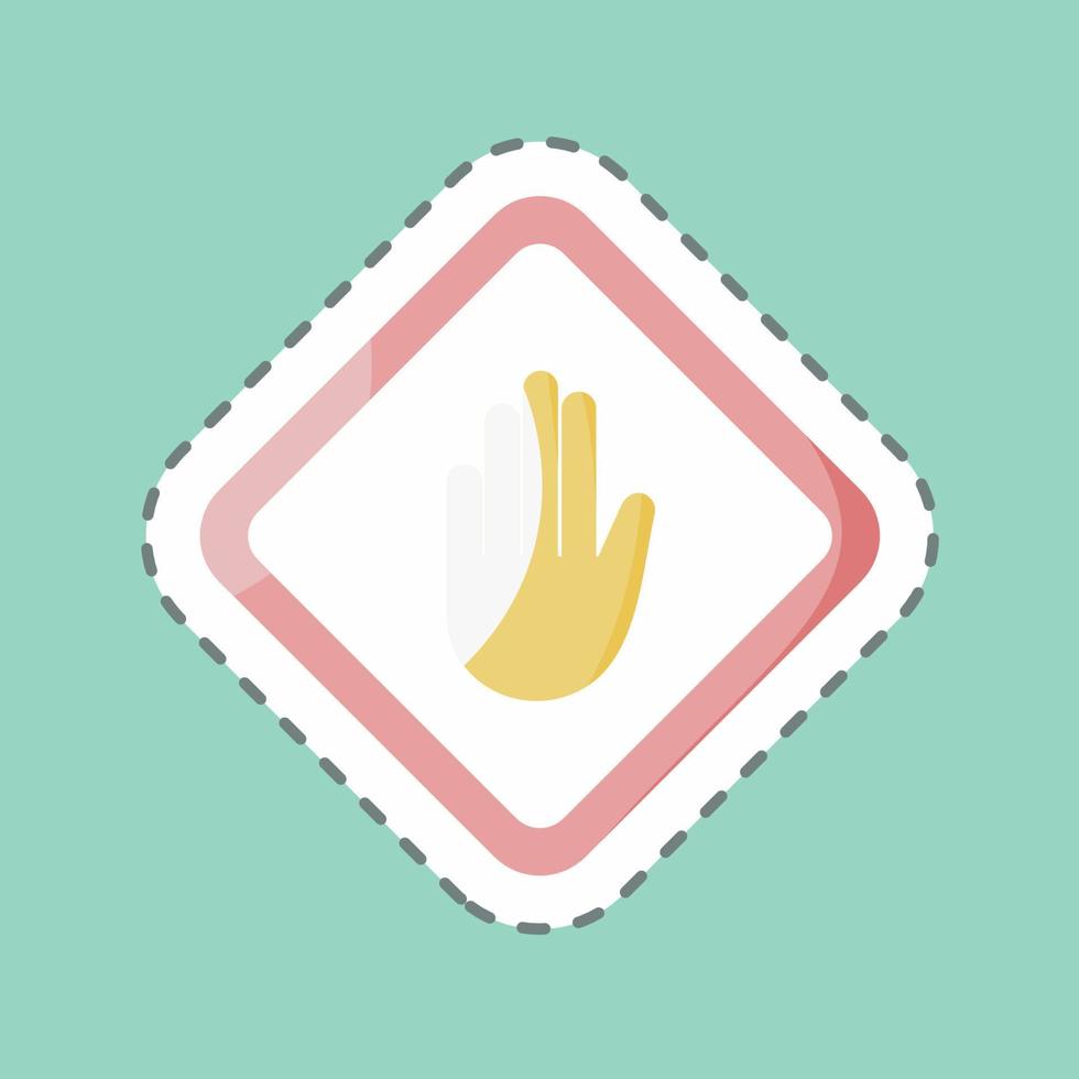 signo de mano de corte de línea de pegatina. adecuado para el símbolo de la educación. diseño simple editable. vector de plantilla de diseño. ilustración sencilla