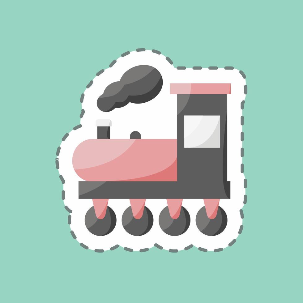 Sticker line cut Steam Train. suitable for education symbol. simple design editable. design template vector. simple illustration vector