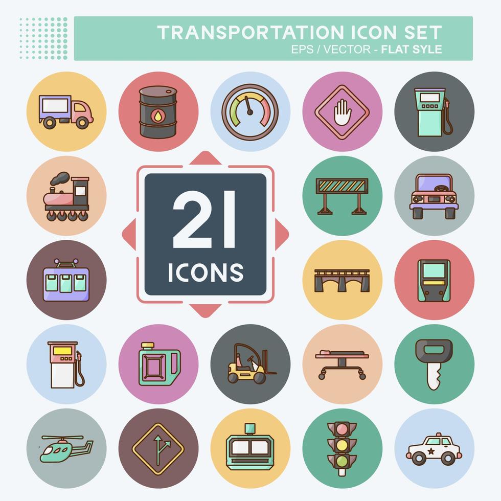 Icon Set Transportation. suitable for education symbol. flat style. simple design editable. design template vector. simple illustration vector