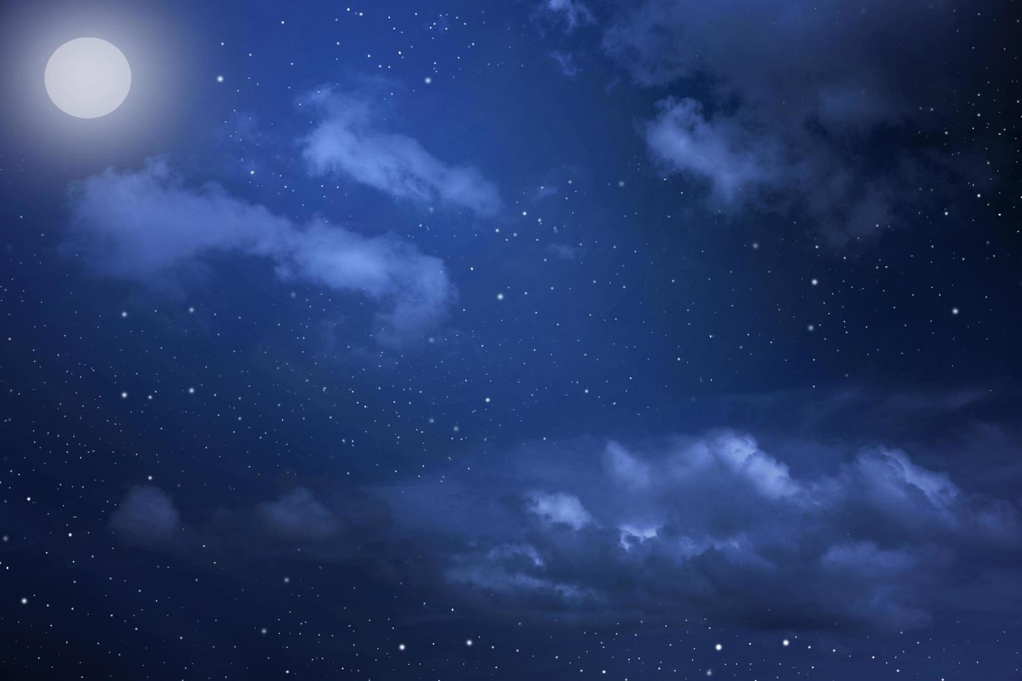 Starry night sky with stars and moon in cloudscape background photo