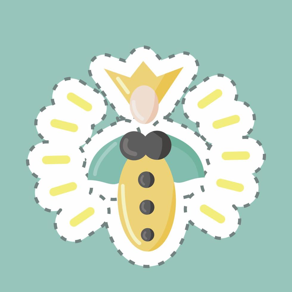 pegatina línea cortada abeja reina. apto para granja de abejas. diseño simple editable. vector de plantilla de diseño. ilustración sencilla