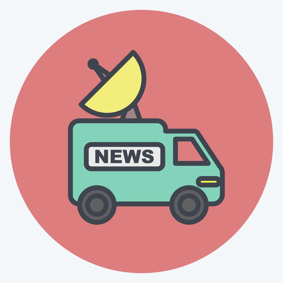 Icon News Van. suitable for Education symbol. color mate style. simple design editable. design template vector. simple illustration vector