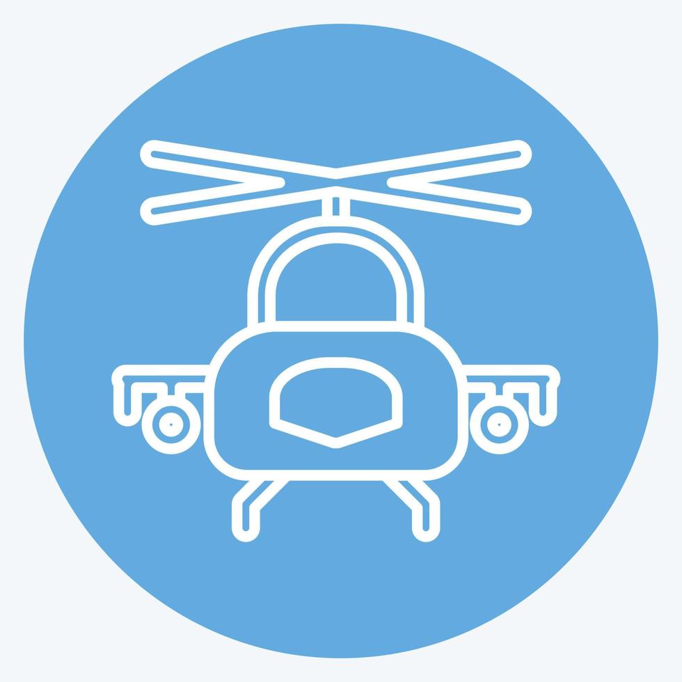 icono de helicóptero militar. adecuado para el símbolo de la educación. estilo de ojos azules. diseño simple editable. vector de plantilla de diseño. ilustración sencilla