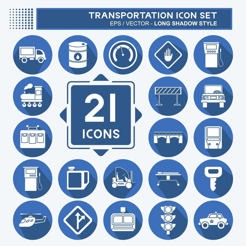 Icon Set Transportation. suitable for education symbol. long shadow style. simple design editable. design template vector. simple illustration vector
