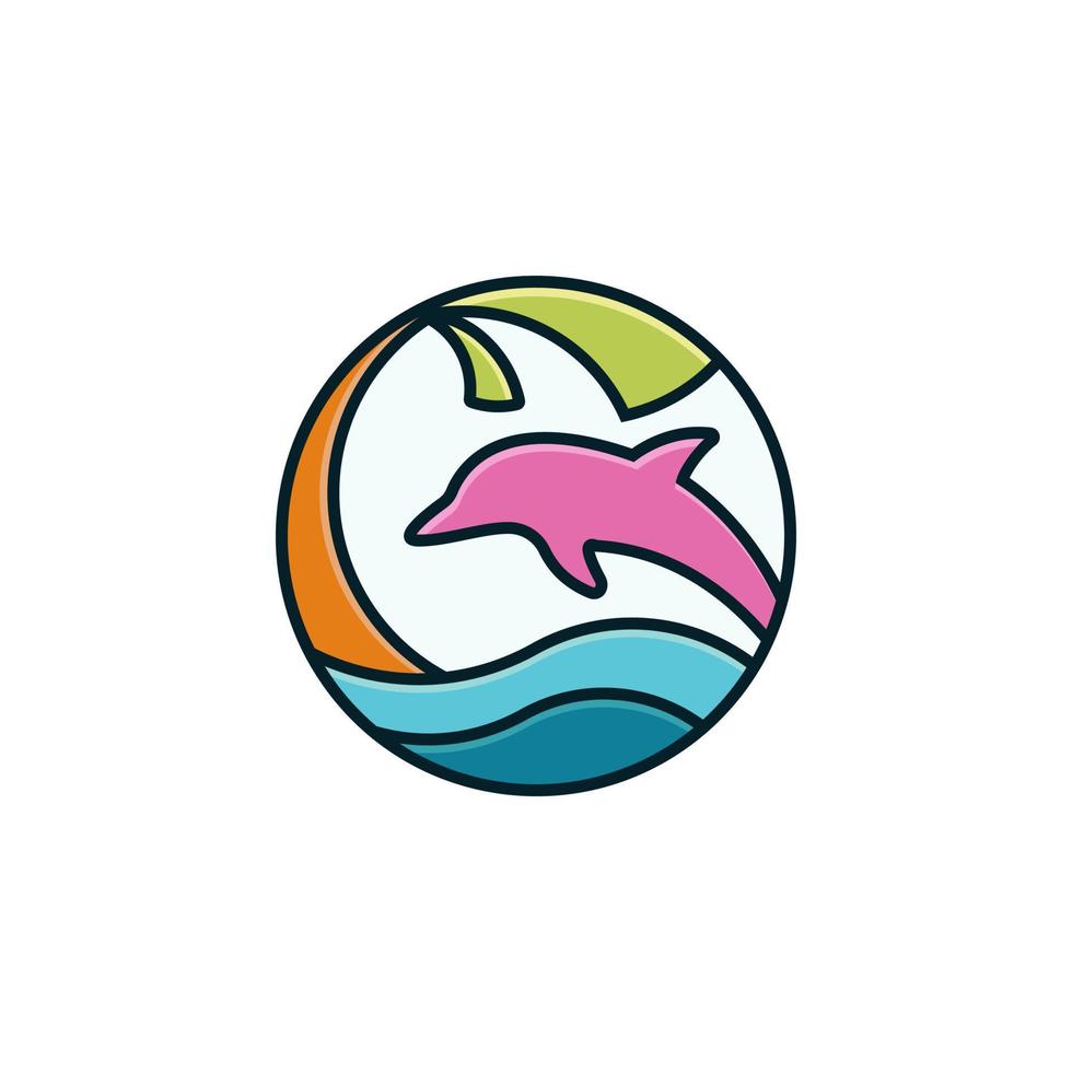 logotipo moderno de delfines tropicales para su empresa o negocio vector