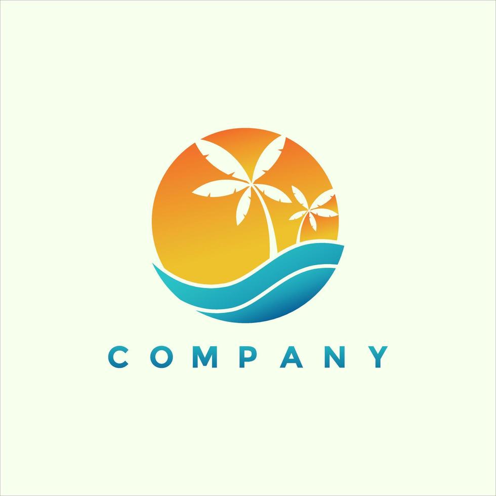 Modern tropical beach logo design illustration vector