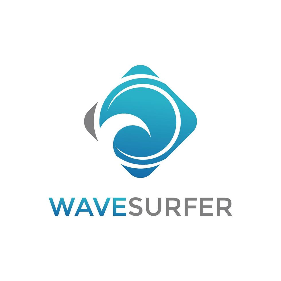 vector de logotipo de surfista de olas