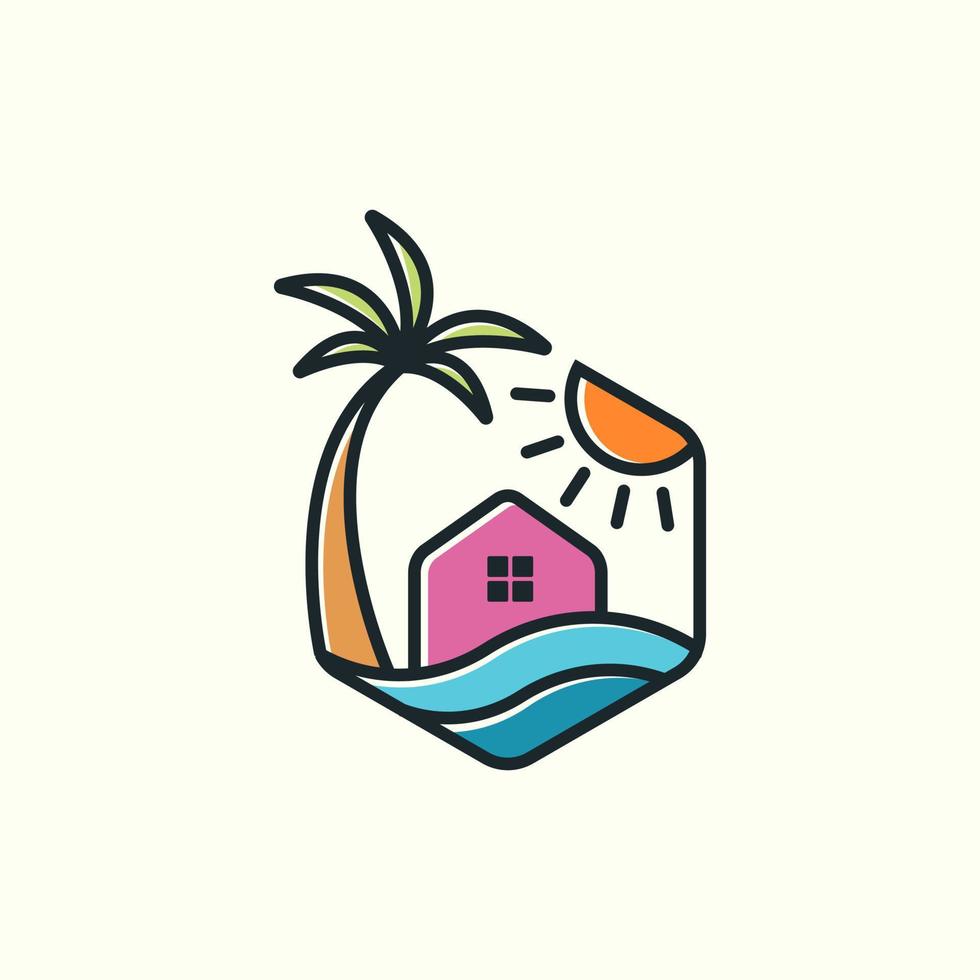 diseño de logotipo de casa tropical moderna para su empresa o negocio vector