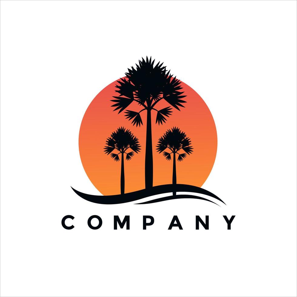 Palm tree sunset logo illustration design for your business vector