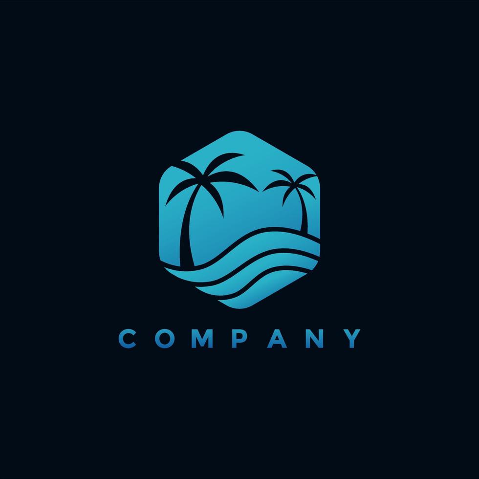 Modern tropical beach logo design illustration vector