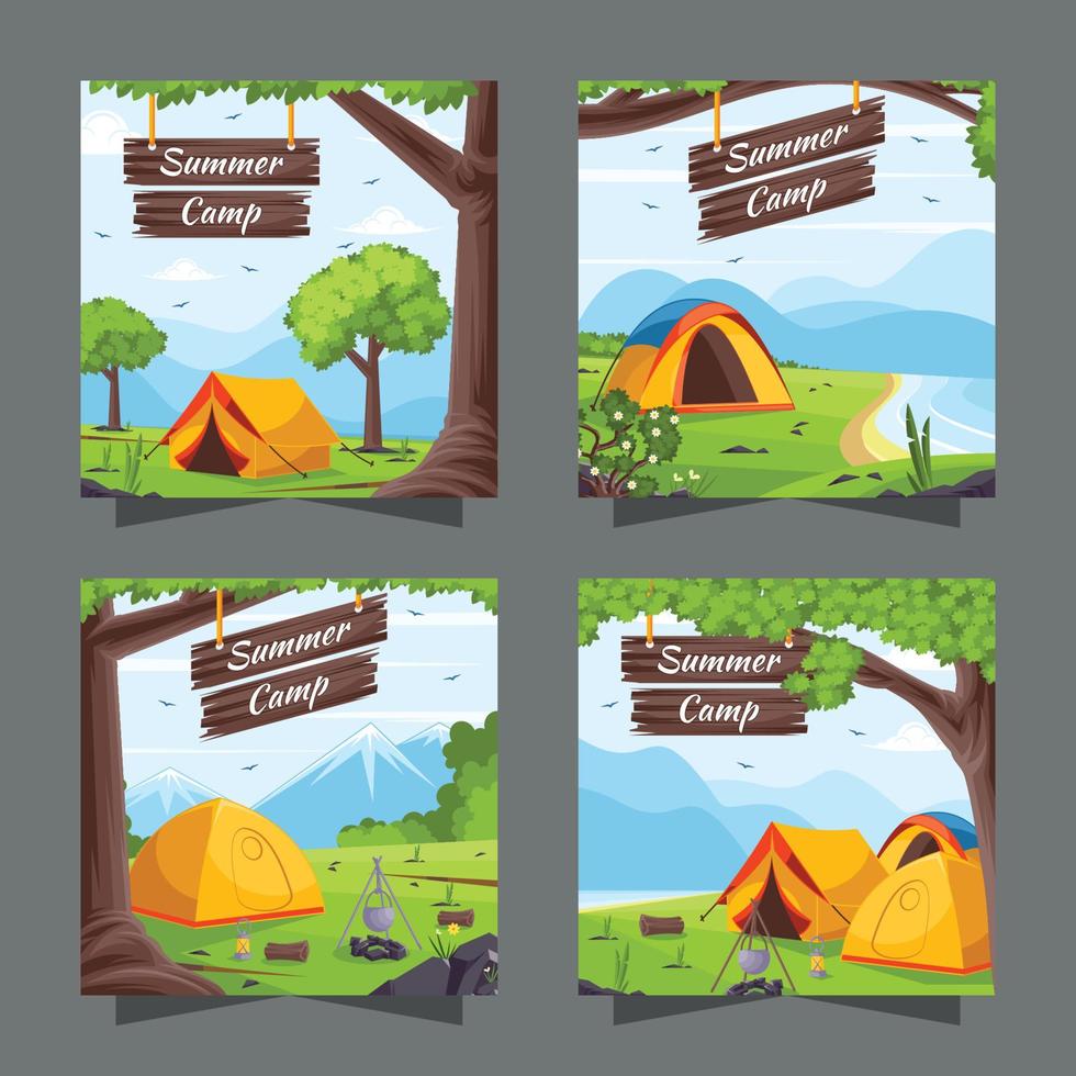 Summer Camp Social Media Template vector