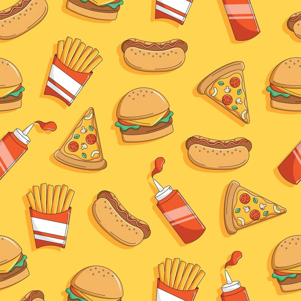 Seamless Pattern of Junk Food vector