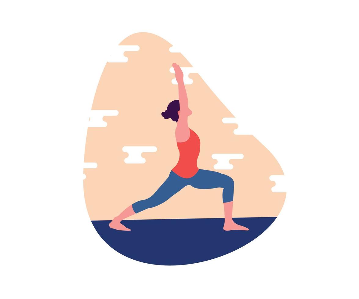 ilustración de una mujer haciendo yoga vector