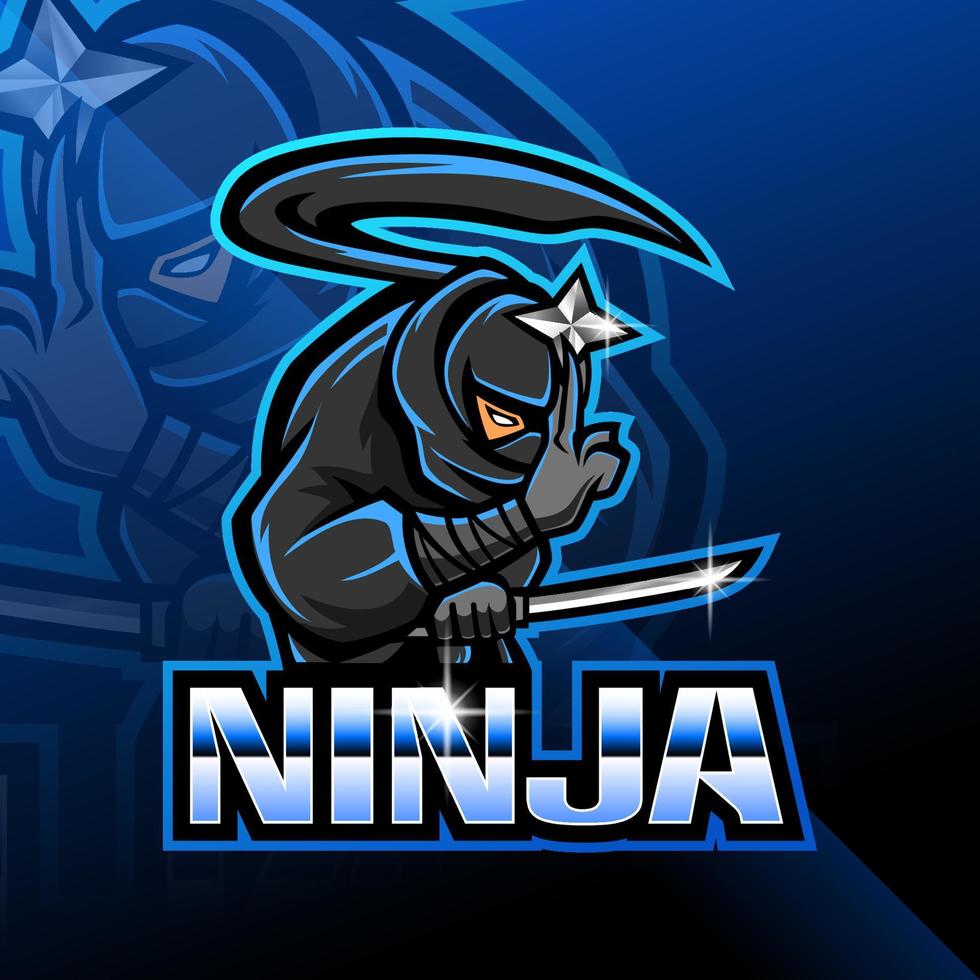 diseño de logotipo de mascota ninja esport vector