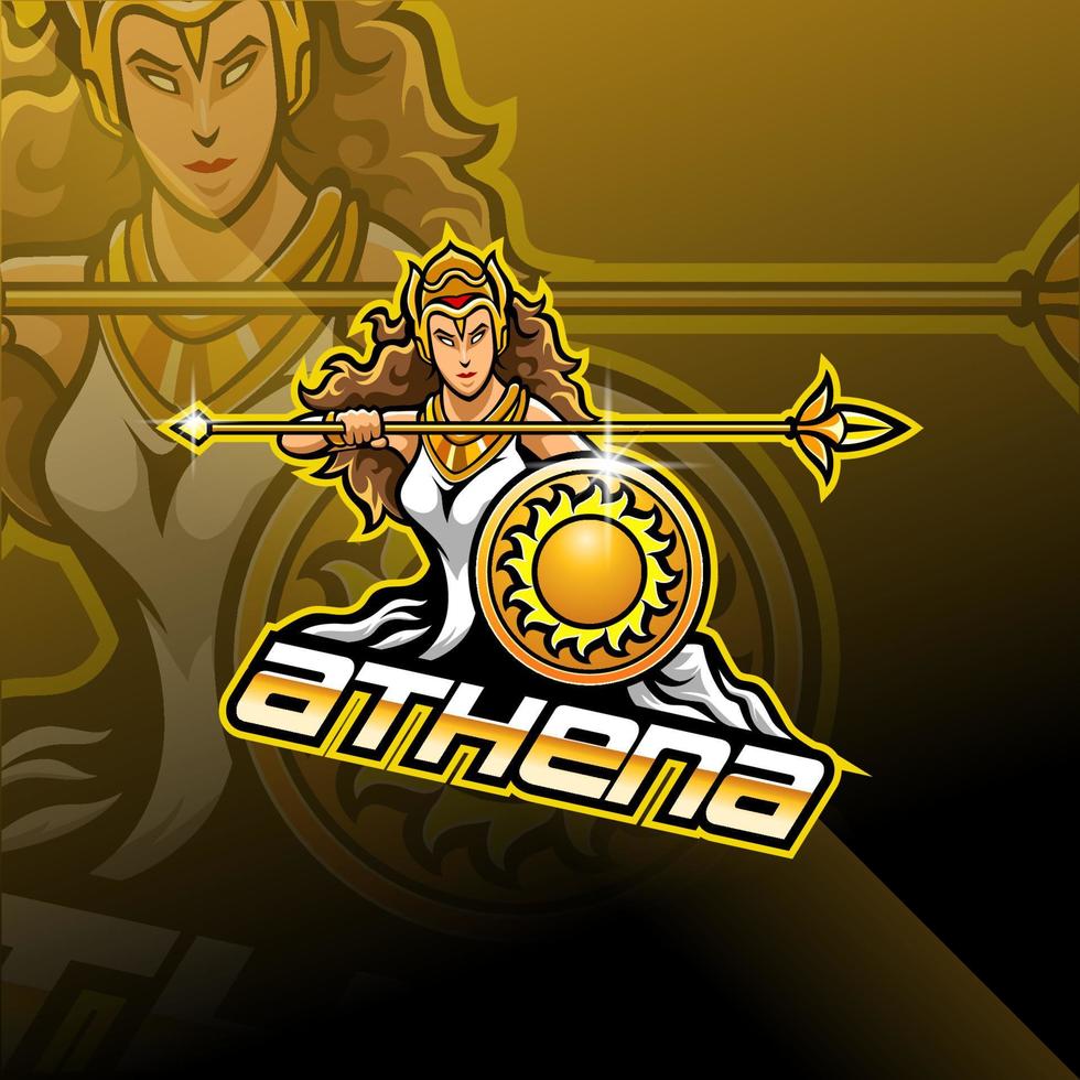 diseño del logotipo de la mascota de athena esport vector