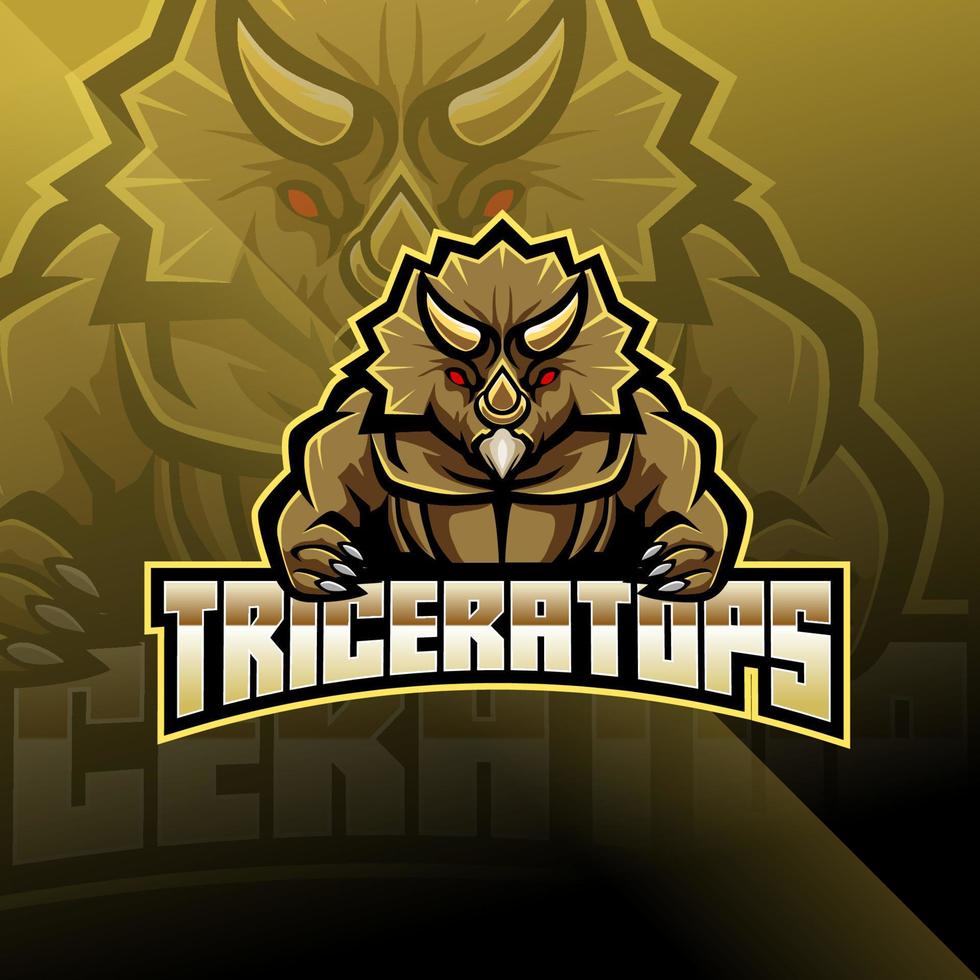 diseño de logotipo de mascota triceratops esport vector