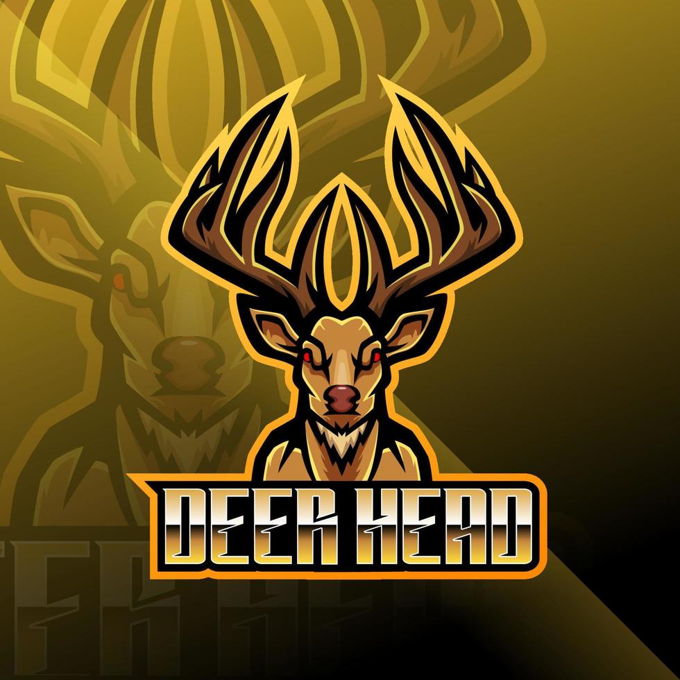 Deer head esport mascot logo design vector