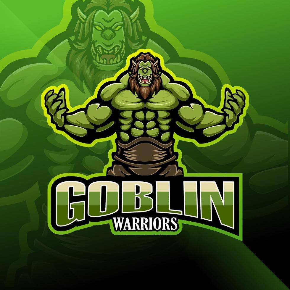 logotipo de la mascota del esport del guerrero goblin vector