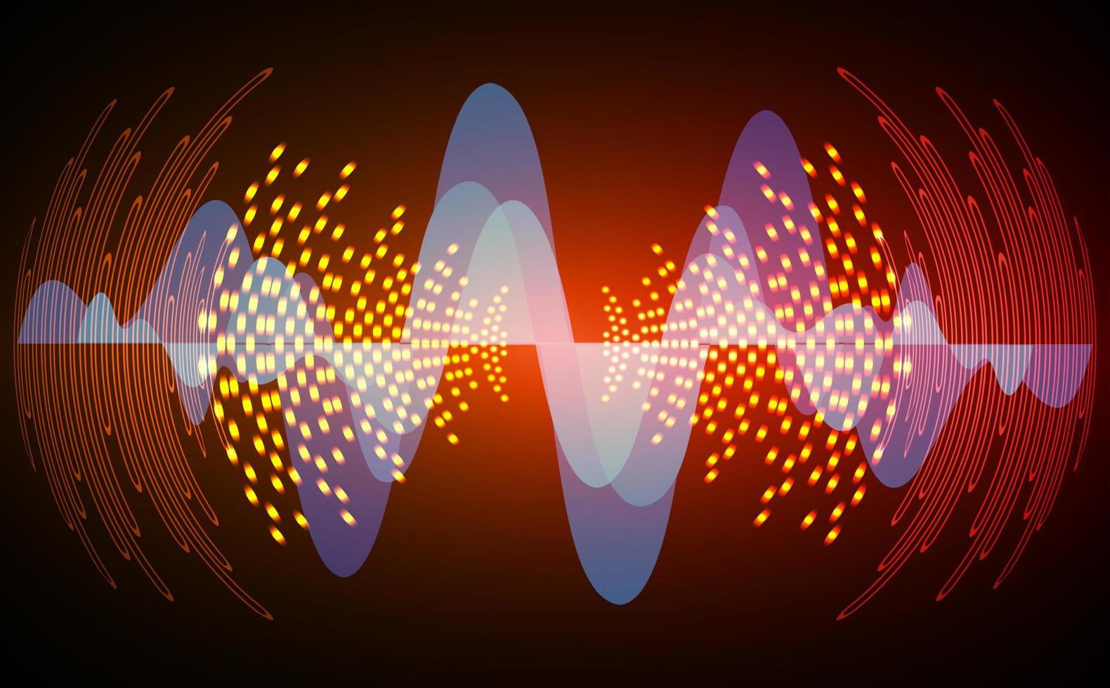 Sound waves oscillating dark light vector