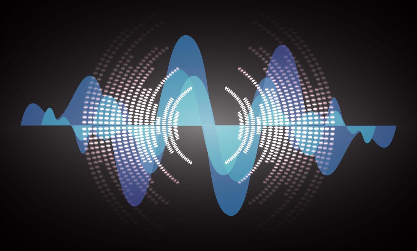 Sound waves oscillating dark light vector