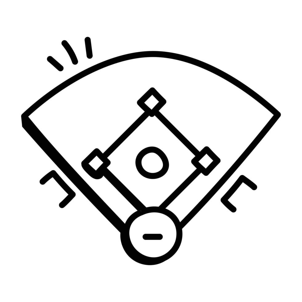 un icono del vector de garabato de campo de béisbol