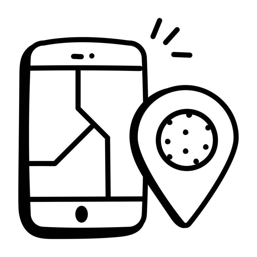 Trendy doodle icon of a map location vector