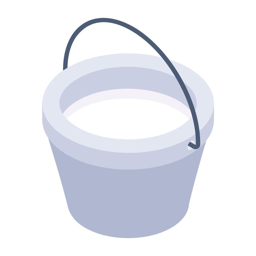 Dairy product, isometric icon of milk bucket vector