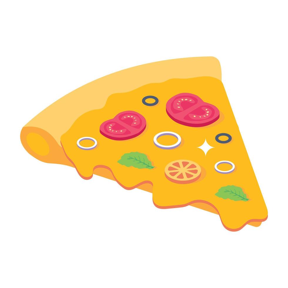 una descarga de diseño isométrico de rebanada de pizza vector