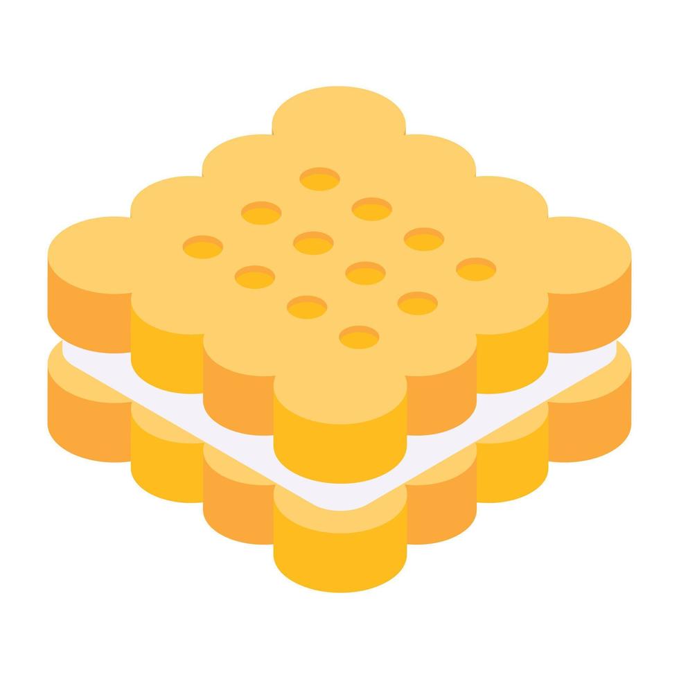 Modern isometric icon of cream cookies vector