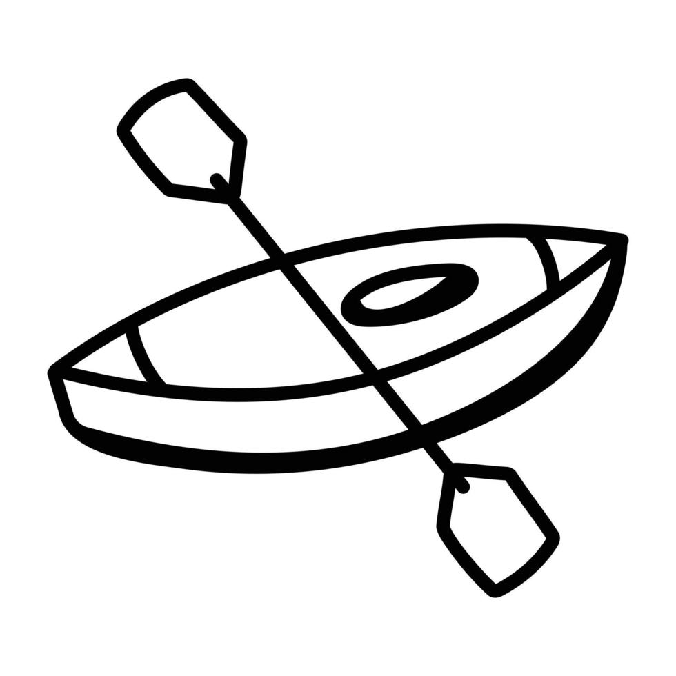 A doodle line icon of rafting vector