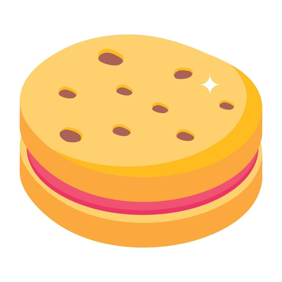 icono isométrico moderno de galletas de crema vector